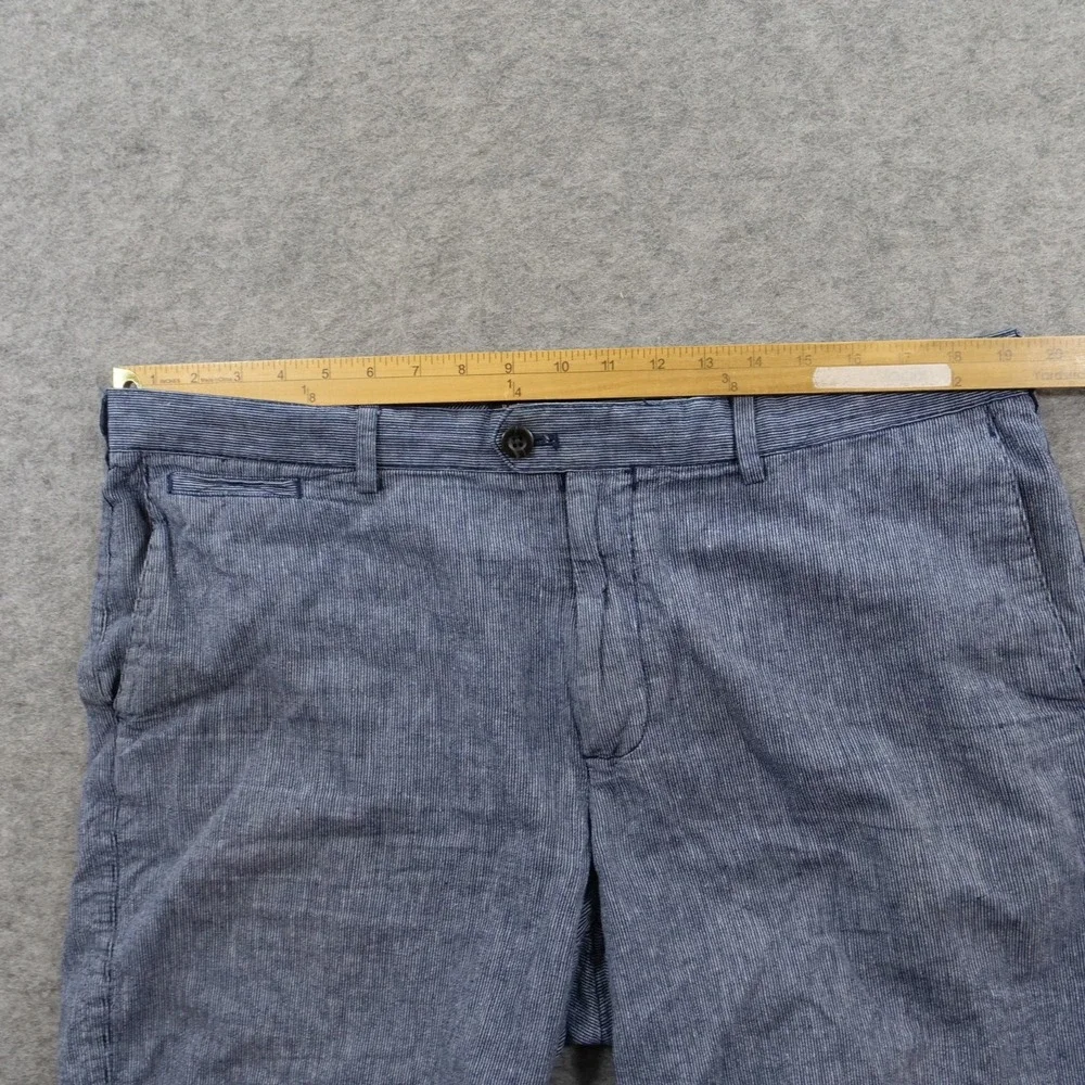 Banana Republic Mens 38 Blue Chino Linen Blend Shorts Resort Casual Pinstripe